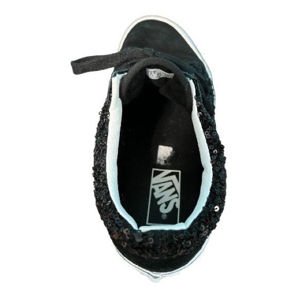 Vans Old Skool Sequins Black and White Tennis Shoes Size 10 - Picture 6 of 16